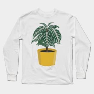 Zebra Plant with Mustard Pot Long Sleeve T-Shirt